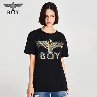 Boy London flagship store gold graffiti linear Eagle print T-shirt for men and women