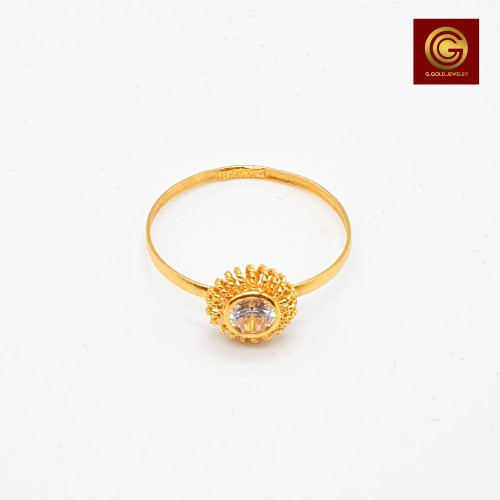 [🎁แลกซื้อ สร้อยเงิน|9บาท] GGOLD แหวนทอง96.5%แท้ 0.6 กรัม ลาย 00246-CZ [G-00602]