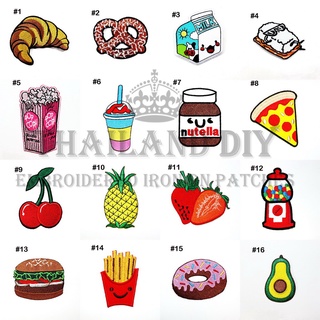 ตัวรีดติดเสื้อ งานปัก ลายการ์ตูน ขนม อาหาร ผลไม้ Food Snack Cartoon Patch WOP DIY ตัวรีด อาร์มติดเสื้อ งานฝีมือ น่ารัก