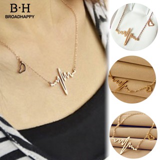 Broad ECG Love Heart Charm Clavicleecklace