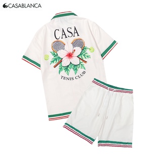 Casablanca เสื้อเชิ้ตแขนสั้น พิมพ์ลายตัวอักษร ไม้เทนนิส อินเทรนด์