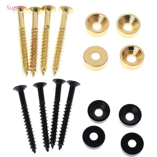 Super 4Pcs Electric Guitar Bass Neck Mounting Ferrules and Screws Guitar Bass Parts