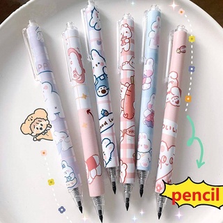 ดินสอกด 0.5mm ลายการ์ตูน ดินสอกดน่ารัก ดินสอ เครื่องเขียน ขายส่ง Kawaii Animal pattern Unlimited Writing Eternal Pencil Environmentally Friendly No Ink Pen School Supplies Stationery Pencil Business Sign Pen kids Gift