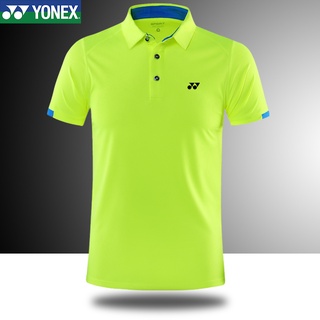 Yonex แบดมินตันสวมเสื้อแขนสั้นผู้ชายกีฬาเสื้อยืดแห้งเร็วระบายอากาศ yy ชุดฝึกซ้อมเสื้อโปโล