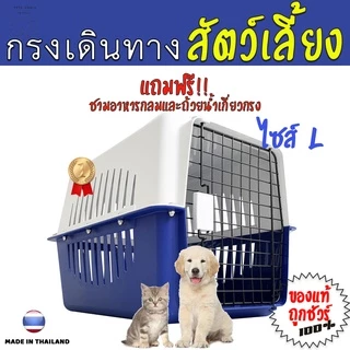 LittleTree กล่องเดินทางสัตว์เลี้ยง ไซส์ L 40x60x40 ซม. กรงเดินทางแมว สุนัขเล็ก พลาสติก PP แถมแผ่นปูพื้น