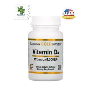 พร้อมส่ง(Exp08/23) California Gold Nutrition วิตามินดี3 Vitamin D3 125 mcg 5000 IU 90 Fish Gelatin Softgels