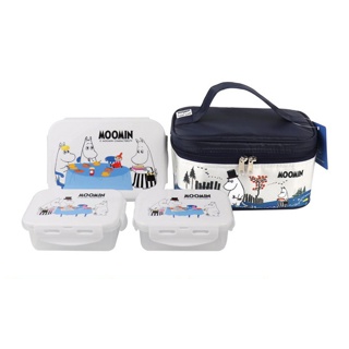 Super Lock กล่องถนอมอาหารพร้อมกระเป๋า ลายลิขสิทธิ์แท้มูมิน Moomin รุ่น 6115-AAA รวม 6 ชิ้น (3 กล่อง)