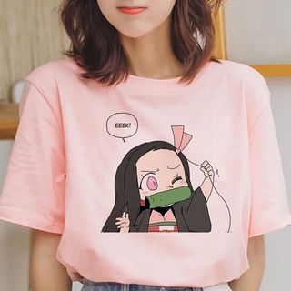 ฤดูร้อนแฟชั่นญี่ปุ่น Anime ผู้หญิงเสื้อยืดกราฟิก Demon Slayer การ์ตูน T เสื้อ Harajuku Ulzzang เสื้อแขนสั้นด้านบน