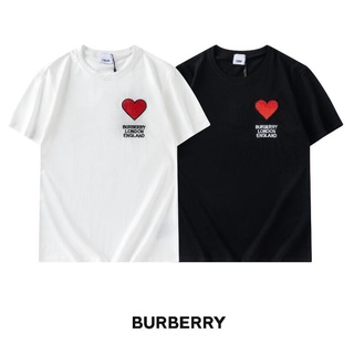 เสื้อยืดแขนสั้น ผ้าฝ้าย ปักลาย Burberr แฟชั่นสําหรับผู้ชาย และผู้หญิง