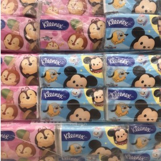 Kleenex กระดาษเช็ดหน้าดิสนีย์  Tsum Tsum คละลาย นุ่มน่ารักมาก ทำความสะอาดผิวหน้า  ยกแพค 36 ซอง จำนวน 10 แผ่นคู่ต่อซอง