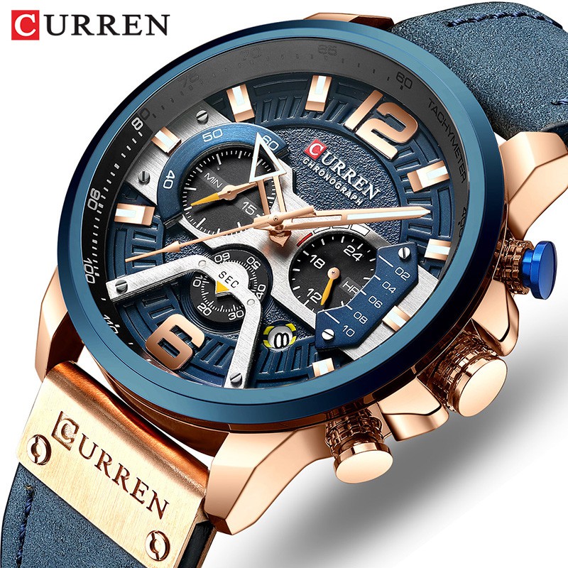 [Genuine/wholesale/cash on delivery] CURREN men's quartz watch, leather strap, waterproof, sports, 8329XA