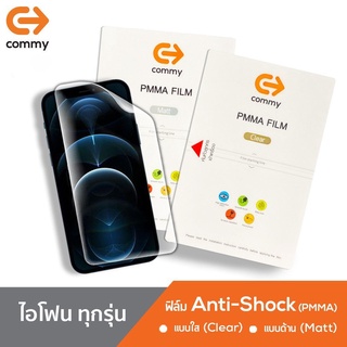 COMMY ฟิล์มไฮโดรเจล PMMA Anti-Shock สำหรับ iPhone 14 Pro Max /14Pro/14Plus/14/13ProMax/13Pro/13/SE2022/12ProMax/12Pro/12