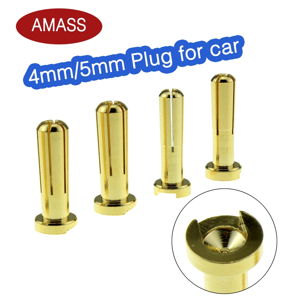 Amass ปลั๊กกล้วย ตัวผู้ 4 มม. 5 มม. 40A 7U ชุบทอง สําหรับรถบังคับ