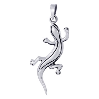 SILVER THAI  Sterling Silver Lizard Reptile Plain Pendant  จี้รูปกิ้งก้าเงินแท้925