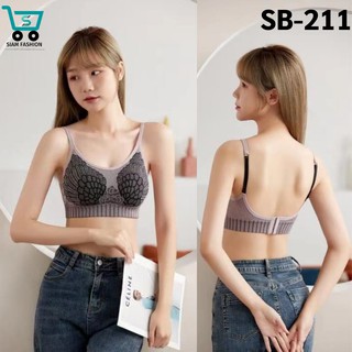 SB-211⚡SALE⚡ สปอร์ตบรา บราออกกำลังกาย ตะขอหลัง เสื้อใน สายเดี่ยวแฟชั่น ชุดชั้นใน ลายปีกนก