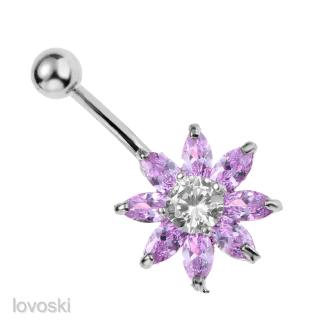 Lady Stainless Steel Belly Button Rings Navel Rings Bar Flower Body Piercing