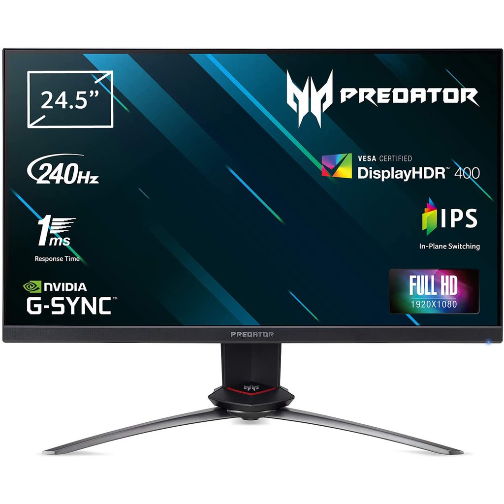 Acer Predator XB253QGXbmiiprzx 24.5 FHD Gaming Monitor (IPS Panel, G-Sync Compatible, 240Hz, 1ms, HDR 400, DP, HDMI)