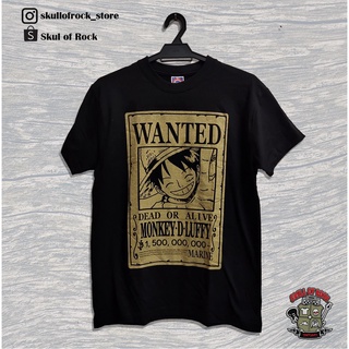 เสื้อยืดลําลอง ผ้าฝ้าย 100% แขนสั้น พิมพ์ลายอนิเมะ ONE PIECE LUFFY WANTED black ขนาดใหญ่ พลัสไซซ์ XS-XXXL ของขวัญวันเกิด สําหรับผู้ชาย