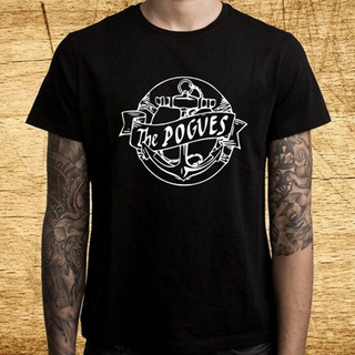 เสื้อยืดราคาถูกสุดๆเสื้อยืด ผ้าฝ้าย 100% พิมพ์ลายโลโก้ The Pogues สวมใส่สบาย สีดํา สําหรับผู้ชายขนาดเต็มS-5XL