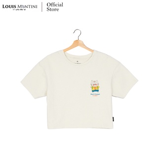 Louis Montini (Nekomeow) เสื้อครอปผู้หญิง 100% Cotton Women Crop tops (Smiley Lucas) LMTS11