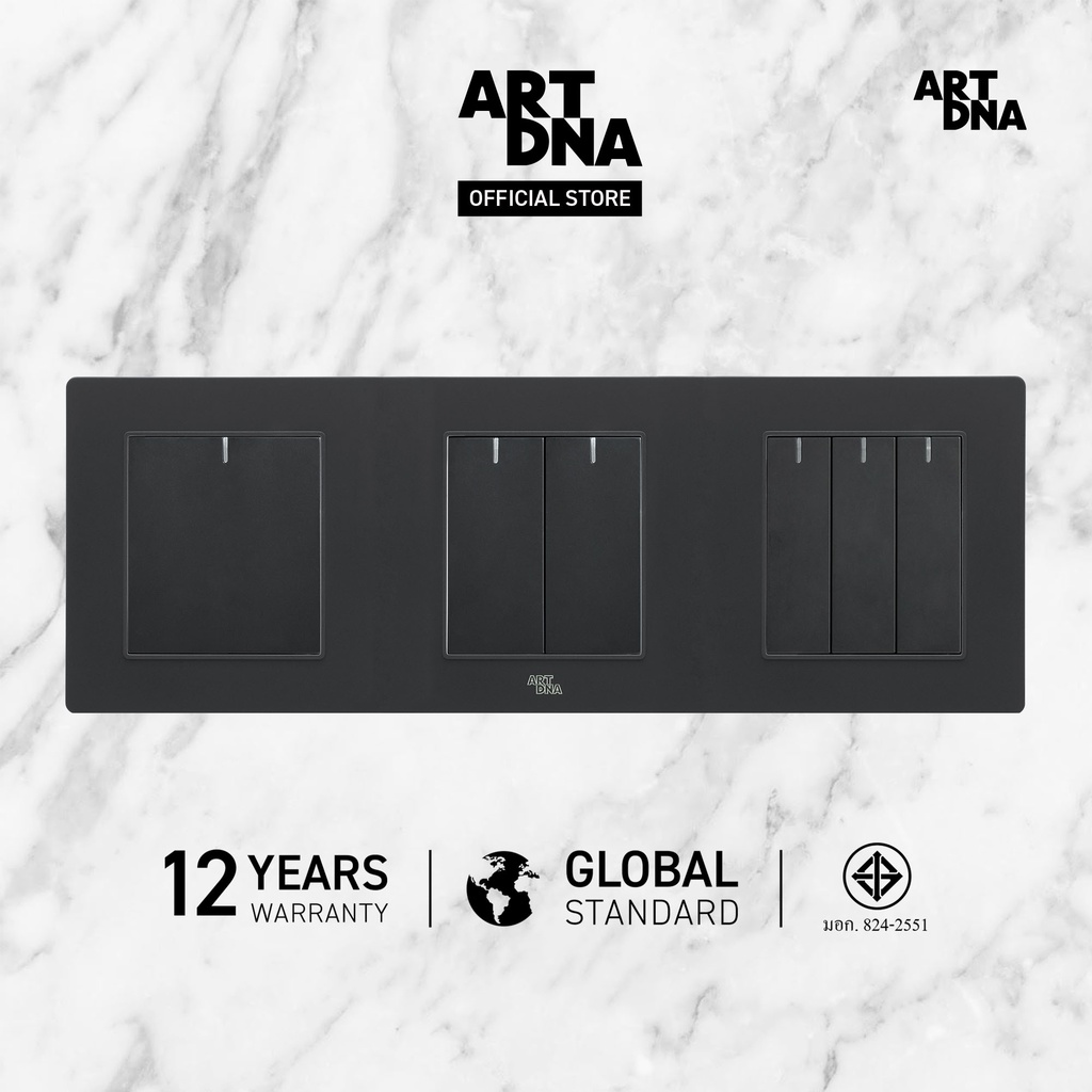 ART DNA รุ่น A77 Switch 1 Gang+2 Gang+3 Gang 1 Way สีดำ ปลั๊กไฟโมเดิร์น ปลั๊กไฟสวยๆ สวิทซ์ สวยๆ swit