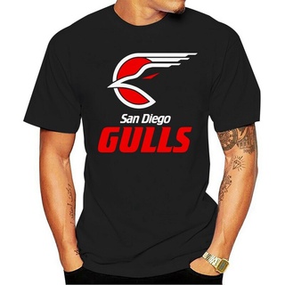 เสื้อยืด คอกลม ผ้าฝ้าย 100% พิมพ์ลาย San Diego Gulls สไตล์เรโทร สีดํา ขายส่ง 2021