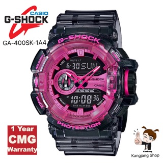 Casio G-Shock รุ่น GA-400SK-1A4DR สายใสสีดำชมพู ของแท้ 💯% สำหรับผู้ชาย ประกันศูนย์ CMG