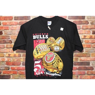 Chicago Bulls Basketball 5 Time Champions เสื้อเชิ้ตแขนยาวพร้อมป้ายแท็กสไตล์วินเทจS-5XL