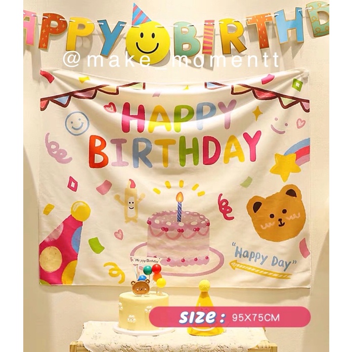 (ร้านไทย )งานสวยที่สุด!!! ผ้าตกแต่งวันเกิด ป้ายวันเกิด ฉากหลัง happy birthday