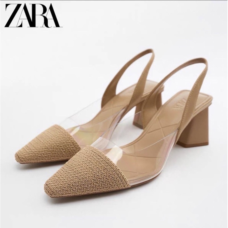 ส่งต่อ มือ 1 ป้ายห้อย พร้อมกล่อง!! รองเท้าส้นสูง ZARA sz 41 ไวนิลเปิดส้น