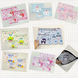 พร้อมส่ง ซองใส่เอกสาร ผ้าลื่น Set3 ใบ Kitty Melody Sanrio