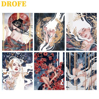 Drofe ภาพวาดสีน้ำมัน ตามตัวเลข สําหรับตกแต่งบ้าน ( 40X50 ซม . )