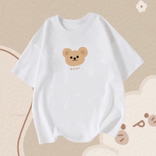 [S-5XL]ผ้าฝ้าย 100% เสื้อยืดมินิมอล ลายน้องหมี Bear