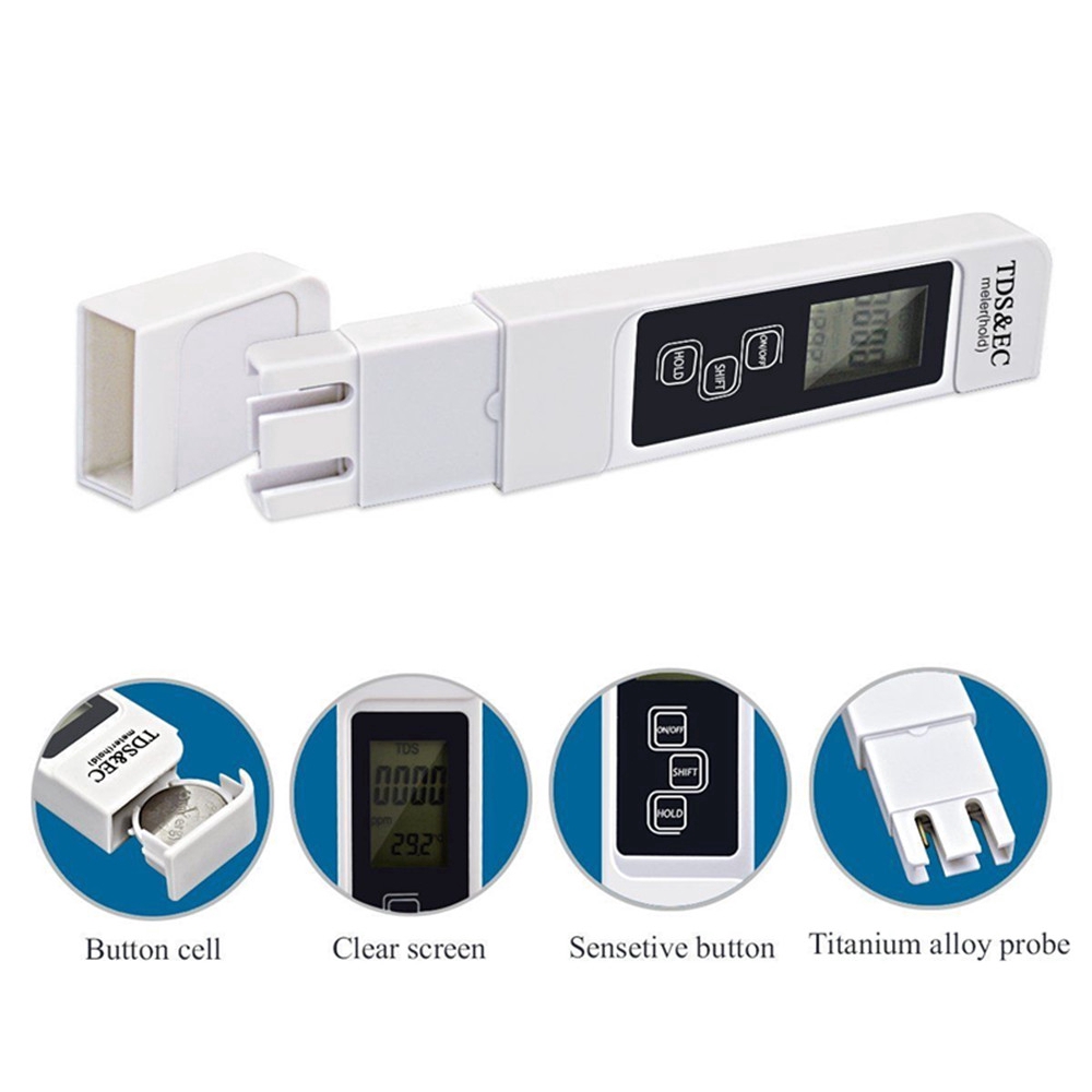 DIYMORE 3 in 1 TDS EC PPM แบตเตอรี่ฟรี ปากกาทดสอบคุณภาพน้ําจอแสดงผล LCD CR2032