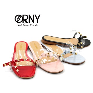 [No.OY13] ORNY(ออร์นี่) รองเท้าแตะแบบสวม สายใส แต่งหมุดแบบตอก ใส่ได้ทุกโอกาส