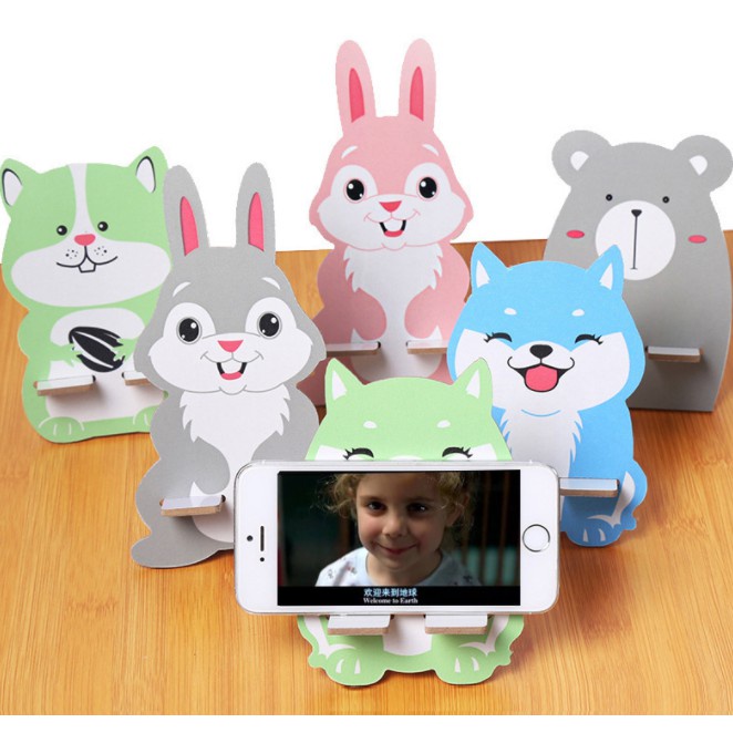 Shopee Thailand - Detachable Wooden Cartoon Mobile Phone Holder portable tablet stand