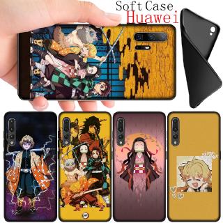 เคสโทรศัพท์พิมพ์ลายการ์ตูน demon slayer สีดํา huawei p 30 p 20 lite p