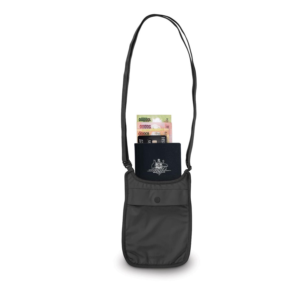 Pacsafe - Cover Safe S75 Secret Bag สีดำ กระเป๋าลับ คล้องคอ - brompt_store  - ThaiPick