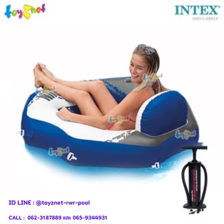 Intex แพแปดเหลี่ยม ริเวอร์รัน คอนเน็คท์เล้าน์จ สีน้ำเงิน 1.30 x 1.26 ม. รุ่น 58854 + ที่สูบลม ดับเบิ้ลควิ๊ก ทรี