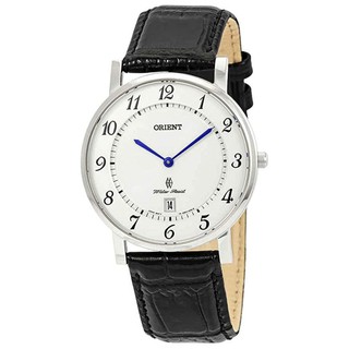 ORIENT FGW0100JW0 Classic White Dial Leather Band Sapphire Mens Quartz Watch