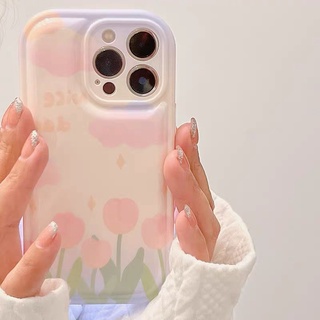 พร้อมส่งในไทย💘 เคสโทรศัพท์ เคส เคสมือถือ เคส TPU ท้องฟ้าชมพูทิวลิปนูนเงา+สาย TPU-S1209