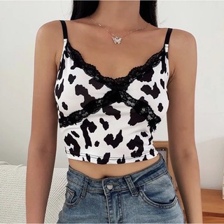 Forgirls.outfits | พร้อมส่ง | เสื้อสายเดี่ยวสายฝอลายวัว🐮