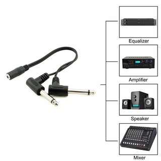 3.5mm Mini 1/8 inch TRS Stereo Female Jack to Dual 1/4 6.35mm Male Plug Mono TS Right Angle Audio Adapter Y Splitter Cab