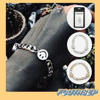 พร้อมส่ง 💥 Fouthsep - Smiley Silver Bracelet กำไลข้อมือแสตนเลสยิ้มสไมล์ลี่