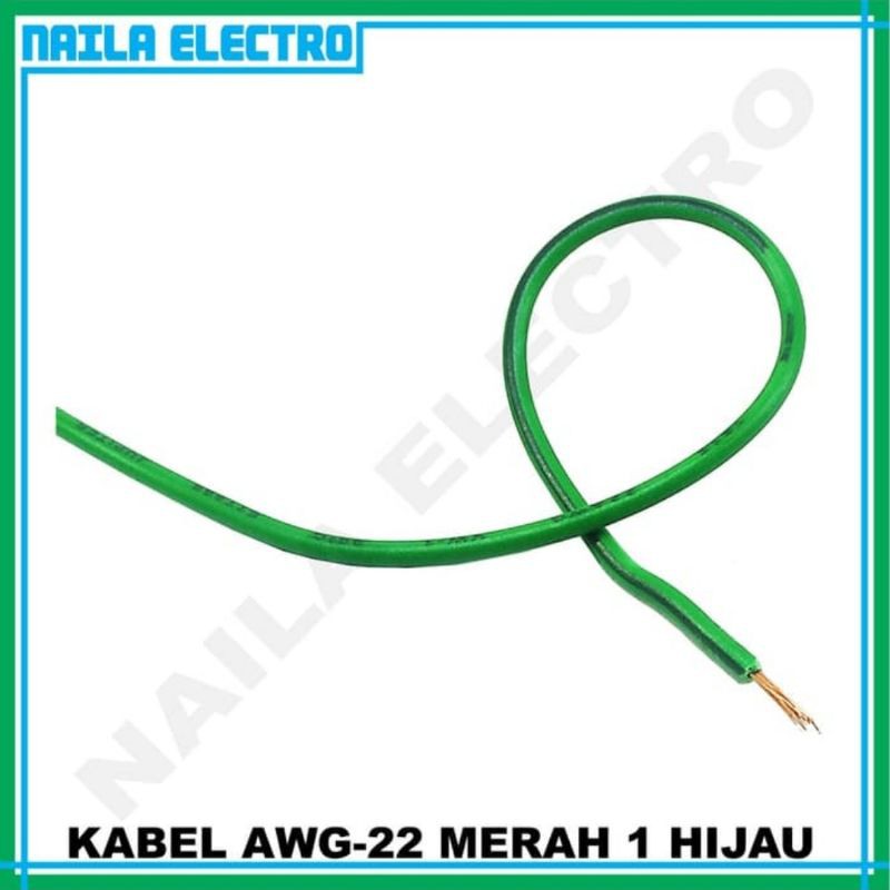 HIJAU (3 Mtr) สายไฟเบอร์สีเขียว AWG-22 / สาย AWG 22 / AWG สายไฟเบอร์ทองแดง