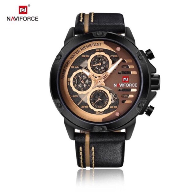 (รับประกัน1ปี) NAVIFORCE รุ่นNF9110M สายหนังระบบเข็ม+Chronograph มีวันที่+สัปดาห์ สวยเรียบหรูดูดีมีส