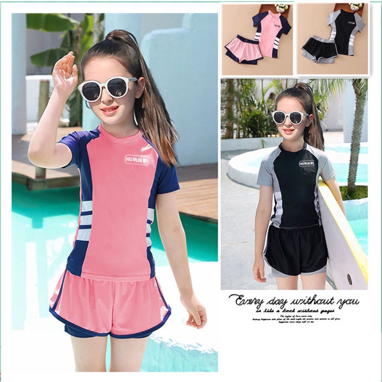 ชุดว่ายน้ําเด็ก ชุดว่ายน้ําเด็กผู้หญิง กันUV กางเกงในกันโป๊ใส่สบาย ผ้ายึด แห้งใว  ชุดสงกรานต์ ผ้าเนื้อดี งานดี น้ําหนักเ