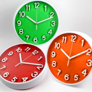 นาฬิกาแขวน ทรงกลมตัวเลขนูน ขนาด 10 นิ้ว เลือกได้ 3 สี
