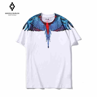 6801 Marcelo burlon space wings เสื้อยืดแฟชั่น สําหรับผู้ชาย ผู้หญิง