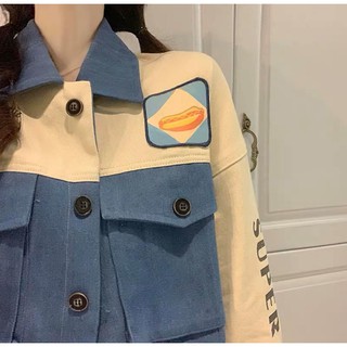 Jules24 - Burger Jeans Jacket เสื้อแจ๊คเกตยีนส์สกรีนลาย